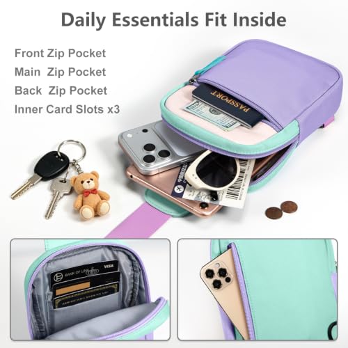 Girls Fanny Pack Purse, Crossbody Bag Birthday Gifts for Tween Girls 8-12 - color: Lavender Cream Green