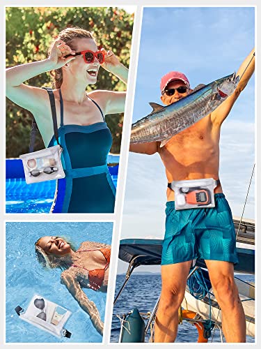HEETA 2-Pack Waterproof Fanny Pack Pouch Dry Bag for Phone Passport Purse - color: White & Blue