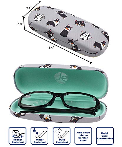JAVOedge [4 PACK / 3 PACK], Printed Pattern Durable Hard Clamshell Eyeglass Case with Bonus Microfiber Cloth - color: Dog - Style a, size: 3 PACK
