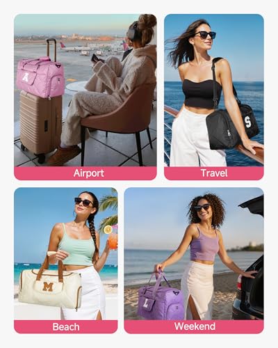 Elilier Dance Bag, Gifts for Teen Girls, Kids Duffle Bag, Letter E - color: Purple, style: E