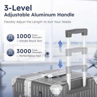 ALPHA CAMP Trunk Luggage 26 Inch with Aluminum Frame Zipperless Suitcase - color: Grey, size: 26 Inch