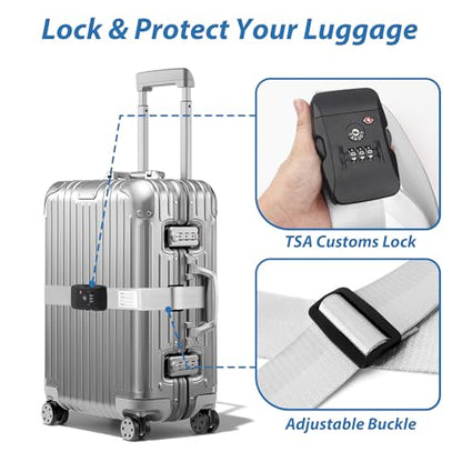 TSA Approved Luggage Straps with Combination Lock, Straight Silver - color: Straight Silver