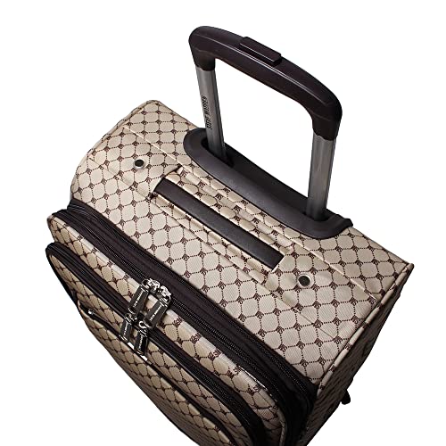 Steve Madden Designer Luggage Collection - 3 Piece Softside Expandable Lightweight Spinner Suitcase Set - Travel Set includes 20 Inch Carry on, 24 Inch & 28-Inch Checked Suitcases (Noble Brown/Tan) - color: Noble Brown/Tan, size: 20/24/28 Inches
