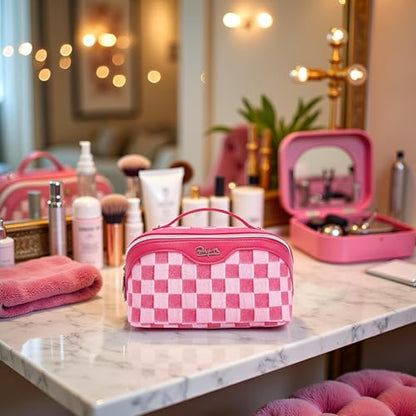 BOYATU Travel Makeup Bag Cosmetic Bags for Women: 3-Piece Makeup Bag Set - color: D-4-Red