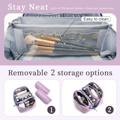 BOYATU Travel Makeup Bag Cosmetic Bags for Women: 3-Piece Makeup Bag Set - color: C-4-Purple