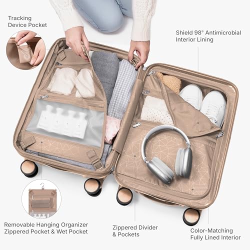 Traveler's Choice Edinburgh II Hardside Spinner Luggage, TSA Lock, Sand, 25" Medium - color: Sand, size: 25" Medium