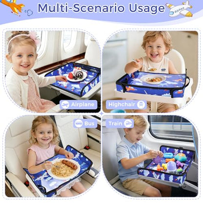 COOLBEBE Airplane Tray Table Cover, Foldable Travel Tray Cover - color: Blue Plane