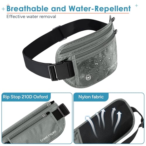Money Belt Travel Fancy Pack with Slim Anti-Theft RFID Blocking - color: Gray