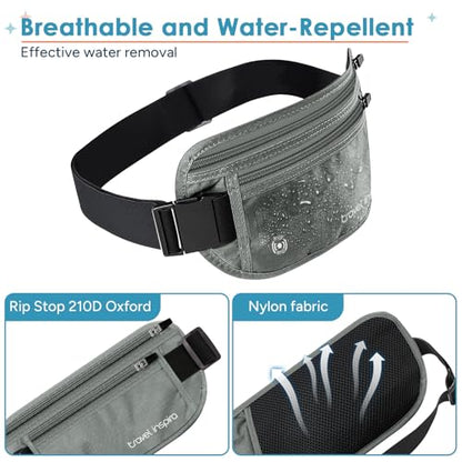 Money Belt Travel Fancy Pack with Slim Anti-Theft RFID Blocking - color: Gray