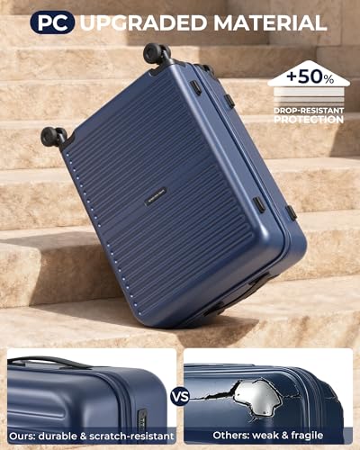 LONG VACATION Luggage Sets, 3 Piece, Durable Suitcase with Spinner Wheels - color: Blue, size: 3 Piece Set