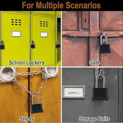 4 Digit Heavy Duty Combination Lock - 105mm Long Shackle Weatherproof - style: 4pcs Long-Black