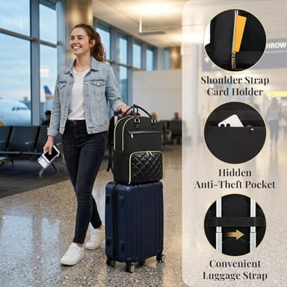 Jetviivid Lunch Backpack for Women,15.6 Inch Laptop Backpack with Lunch box - color: Black, size: 15.6 inch