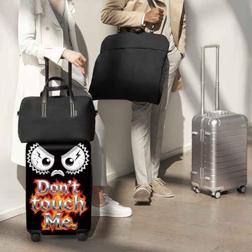 ANNA QUEEN Travel Luggage Cover Suitcase Protector Suitcase Cover Anti-Scratch,Stretchable Bag Cover Washable Durable Polyester - color: Don't touch me - Black and angry, size: M(fits 24-26Inch suitcase)