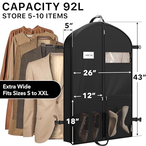 Simple Houseware 43" Travel Garment Bag with Pockets, Heavy Duty Suit Bag - size: 43-Inch Long w/ Pocket, Single