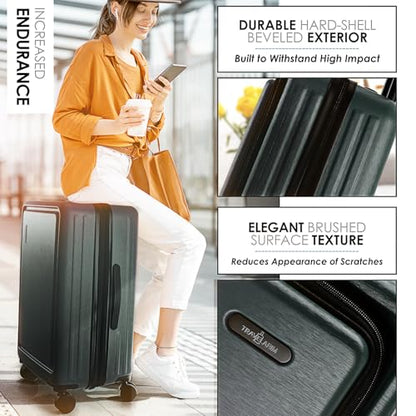 TRAVELARIM 4 Piece Luggage Sets with Spinner Wheels, Travel Suitcase Set - color: Green, size: 4 Piece Set (20/24/28)