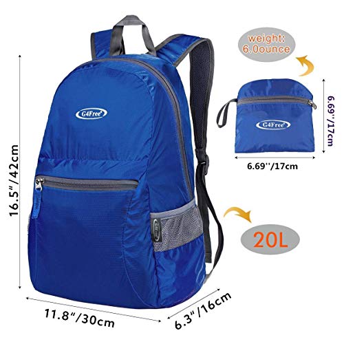 G4Free 20L Small Packable Travel Hiking Backpack for Men Women - color: Navy Blue, size: 20L