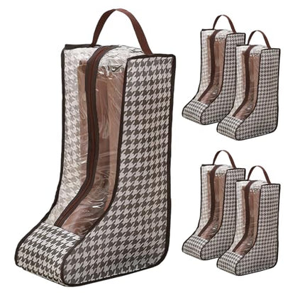 4 Pack Boot Storage Bag, Portable Dust Proof Boot Bags for Cowboy Boots - color: 4 Pack Houndstooth