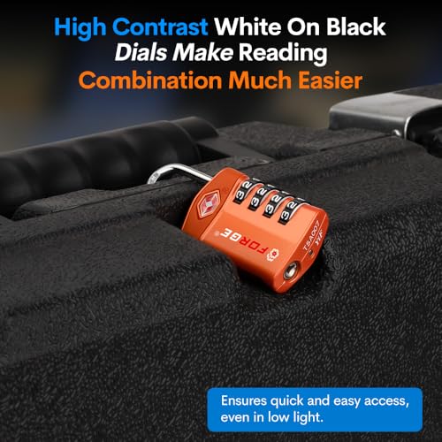Forge 4-Digit Combination Lock, TSA Approved Locks for Luggage, Travel, Gym, School, Suitcase, Backpack, Pelican case, Easy Read dials, zinc Alloy Body. - color: Multicolor 4 Locks
