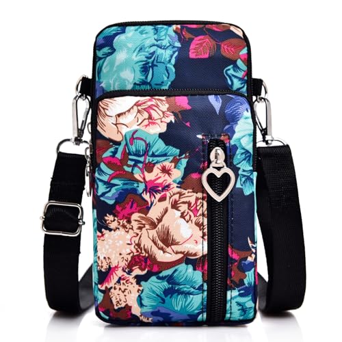 Small Crossbody Bags for Women, Universal Pouch Wallet Cell Phone Purse Lightweight Pockets Handbags Mini Shoulder Bag - color: 01 Bright Flowers