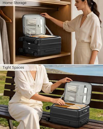 Hanke 20 Inch Expandable Carry On Luggage 22x14x9 Airline Approved - color: Jet Black, size: Expandable 20 Inch