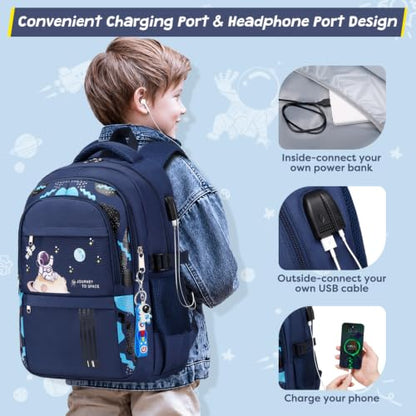 ACESAK Astronaut Backpack for Boys - Boy Backpack Schoolbag with Lunch Bag - color: Blue