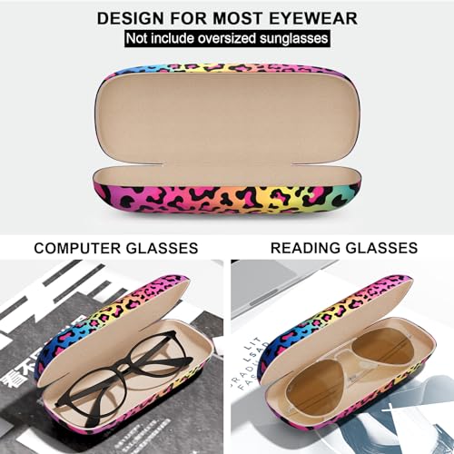 Eyeglasses Case, Hard Shell Protective Case for Glasses, Unisex for Women Men - color: Colorful Leopar