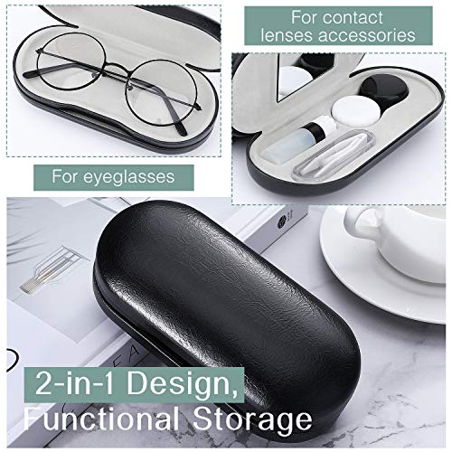 MoKo Double Eyeglass Case,Glasses and contact case 2 in 1 with Mirror - color: Aa-black