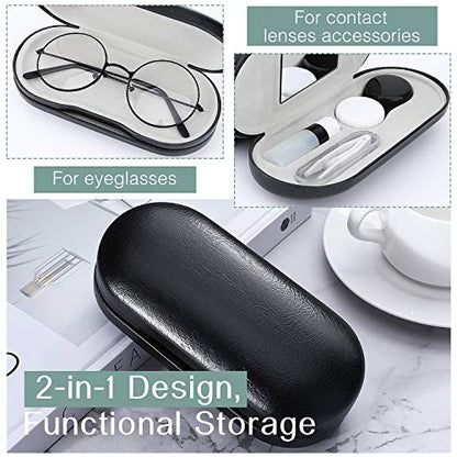 MoKo Double Eyeglass Case,Glasses and contact case 2 in 1 with Mirror - color: Aa-black