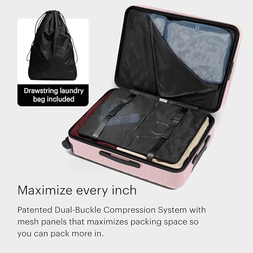Away Medium Checked Luggage, 26-inch Lightweight Hardside Spinner Suitcase - color: Blush Pink