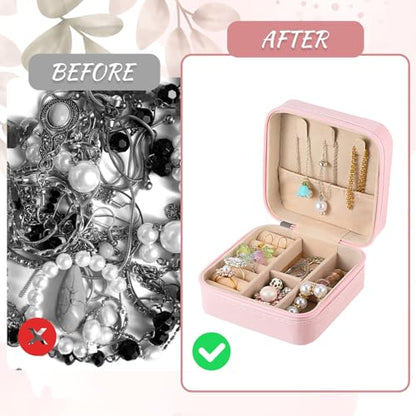 SHENLIU 12 Pcs Mini Pink Travel Jewelry Case Bridesmaid Proposal Gift Boxes - color: Pink