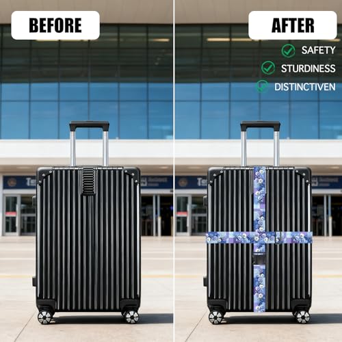 Nuxovilar Luggage Straps Set for Suitcase 1.96x90.5in Polyester - color: YZX03596, size: 1.96"x90.5"