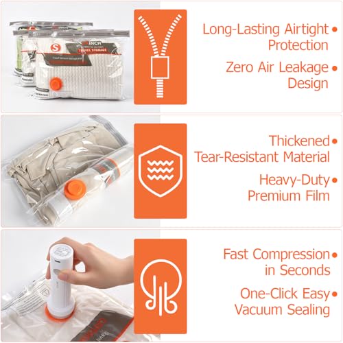 40 Pack Vacuum Storage Bags with Rechargeable Electric Air Pump