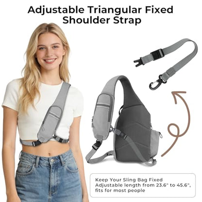 Crossbody Sling Bag, RFID Travel Hiking Sling Backpack, Compact EDC Bag - color: Grey
