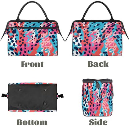 Leopard Print Weekender Overnight Bag for Women Travel Gym Sport - color: D 017