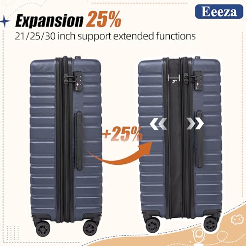 Eeeza Luggage Sets 5 Piece,Hardside Expandable Durable Luggage,21"/25"/30" - color: PorscheBlue