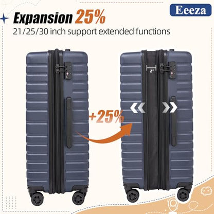 Eeeza Luggage Sets 5 Piece,Hardside Expandable Durable Luggage,21"/25"/30" - color: PorscheBlue