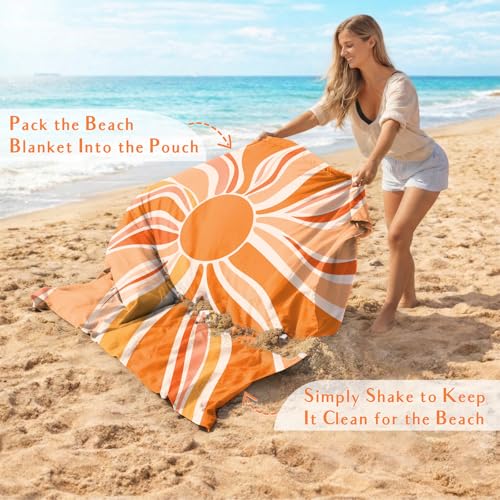 AlphaBeing Beach Blanket Waterproof Sandproof, Extra Large Beach Mat - color: Sun, size: 79“×83”