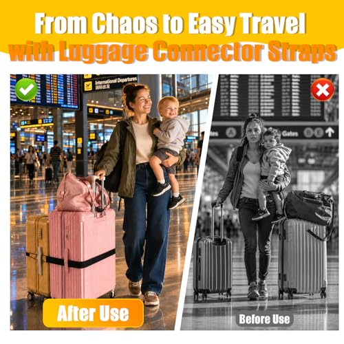 Luggage Straps Suitcases, Adjustable 3 PCS (1 Long + 2 Short) Storage Bag