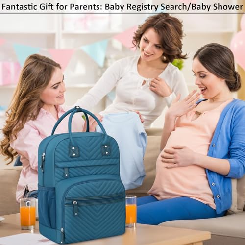 Tenot Diaper Bag Backpack for Women with Insulated Pockets Peacock Blue - color: Peacock Blue, style: Standard