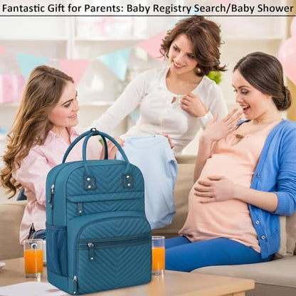 Tenot Diaper Bag Backpack for Women with Insulated Pockets Peacock Blue - color: Peacock Blue, style: Standard