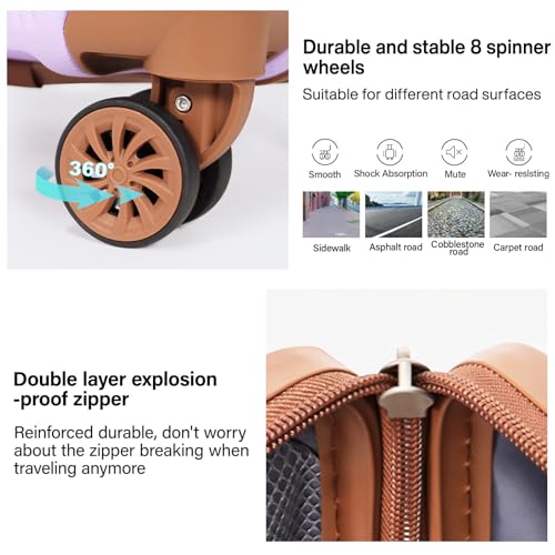 Luggage Sets 3 Piece (20/24/28 inch)-Carry On Suitcase-Suitcase With Wheels-PC+ABS - Hardside Spinner Travel Luggage, Black, 8 Pcs Set, Hardside Luggage Sets With Spinner Wheels (PURPLE) - color: PURPLE