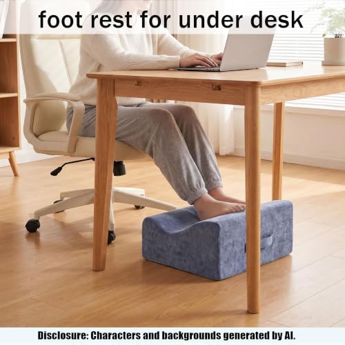 Foot Rest for Under Desk at Work, Soft Ergonomic Footrest, - color: Blue+aa