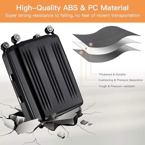 Kono 3 Piece Luggage Set 20/24/28inch Hardshell Expandable TSA Locks, Black - color: Black, size: 3 Piece Set (20"/24"/28")