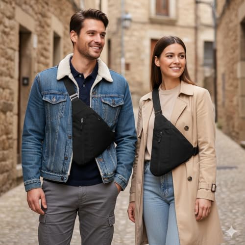 OSOCE Crossbody Sling Bag, Water-Resistant Anti Theft Chest Pack - color: 5.0 Black, size: Small