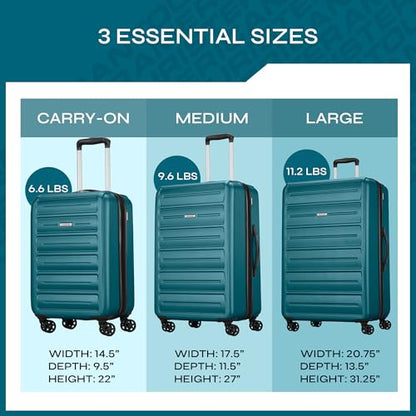 American Tourister Westridge Hardside Luggage Set with Spinner Wheels, Teal, 3PC Set (CO/M/L) - color: Teal, size: 3PC SET (CO/M/L)