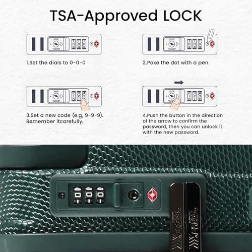 30" Luggage w/TSA LOCK,PC Hardshell Wide Handle Suitcase - color: Green, size: Checked-Large 30-Inch