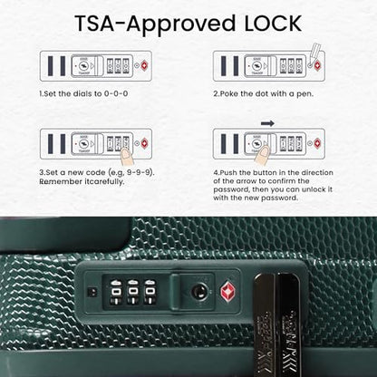 30" Luggage w/TSA LOCK,PC Hardshell Wide Handle Suitcase - color: Green, size: Checked-Large 30-Inch