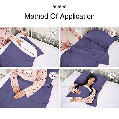 Sleeping Bag Liner All-Season Travel Sleep Sack for Adults - color: Purple, size: 83x46"