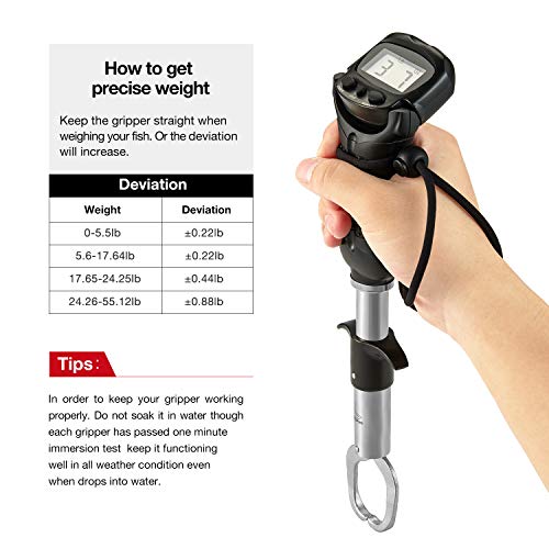 Piscifun Fish Gripper with Digital Scale, 60LB Stainless Steel - color: Black