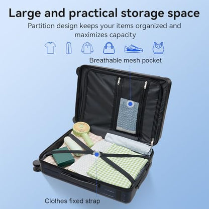 3-Piece Hardside Luggage Set with Spinner Wheels, Blue | PC+ABS Travel Suitcase Sets Hardshell Rolling Luggage Lightweight Durable - color: Blue, size: 20''/24''/28''
